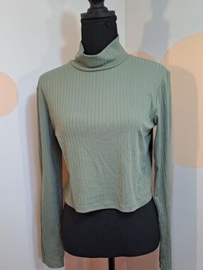 Ardene Sage Green Ribbed Long Sleeve Turtleneck